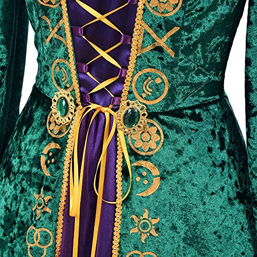 DISFRAZ COSPLAYDIY VESTIDO DE TERCIOPELO VERDE MEDIEVAL DISFRAZ DE BRUJA PARA ADULTOS TALLA GRANDE