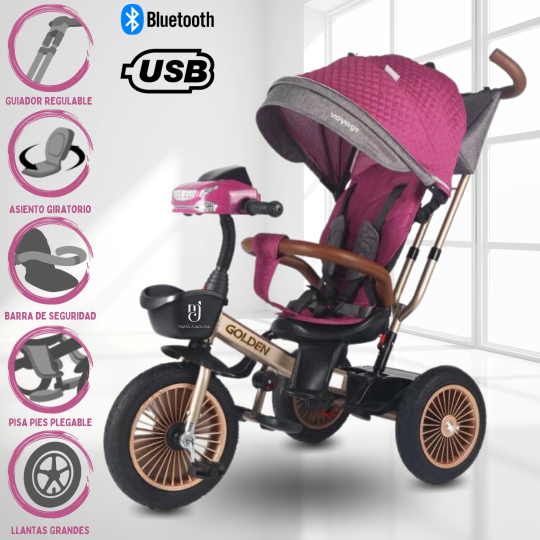 TRICICLO GIRATORIO VOYAGE «GOLDEN II NEW» FUCSIA