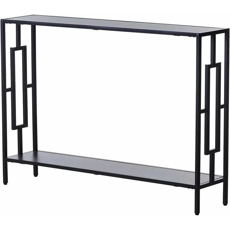 CONSOLA NABOT - METAL NEGRO CON DOBLE NIVEL Y VIDRIO RECTANGULAR