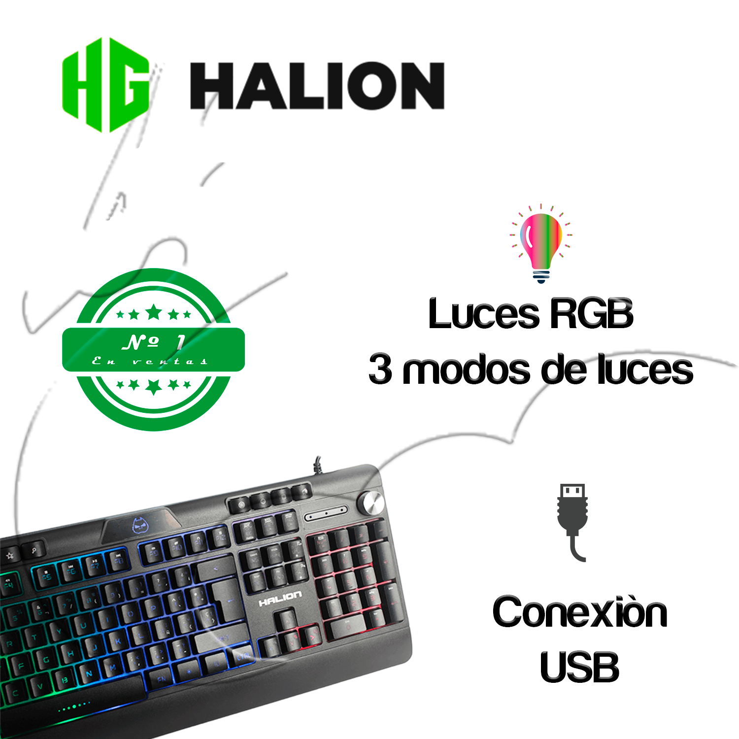 TECLADO GAMER HALION OPTIMOS HA-K807 RAINBOW