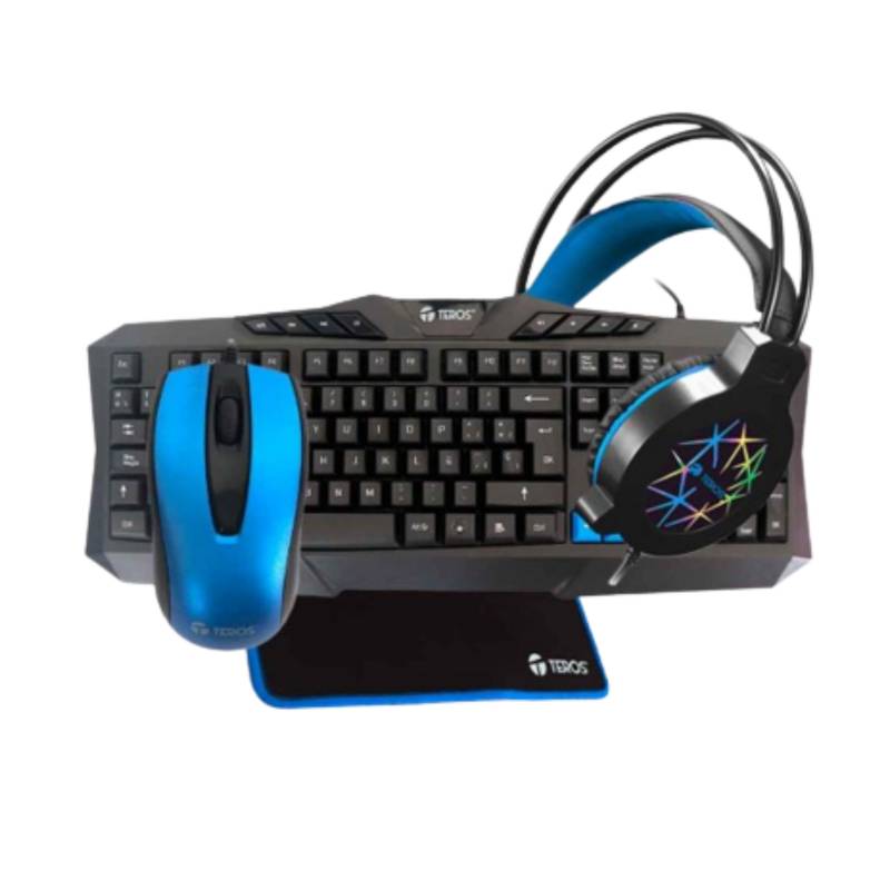 KIT GAMNING TEROS TE-4050B TECLADO MOUSE PAD MOUSE AURICULAR