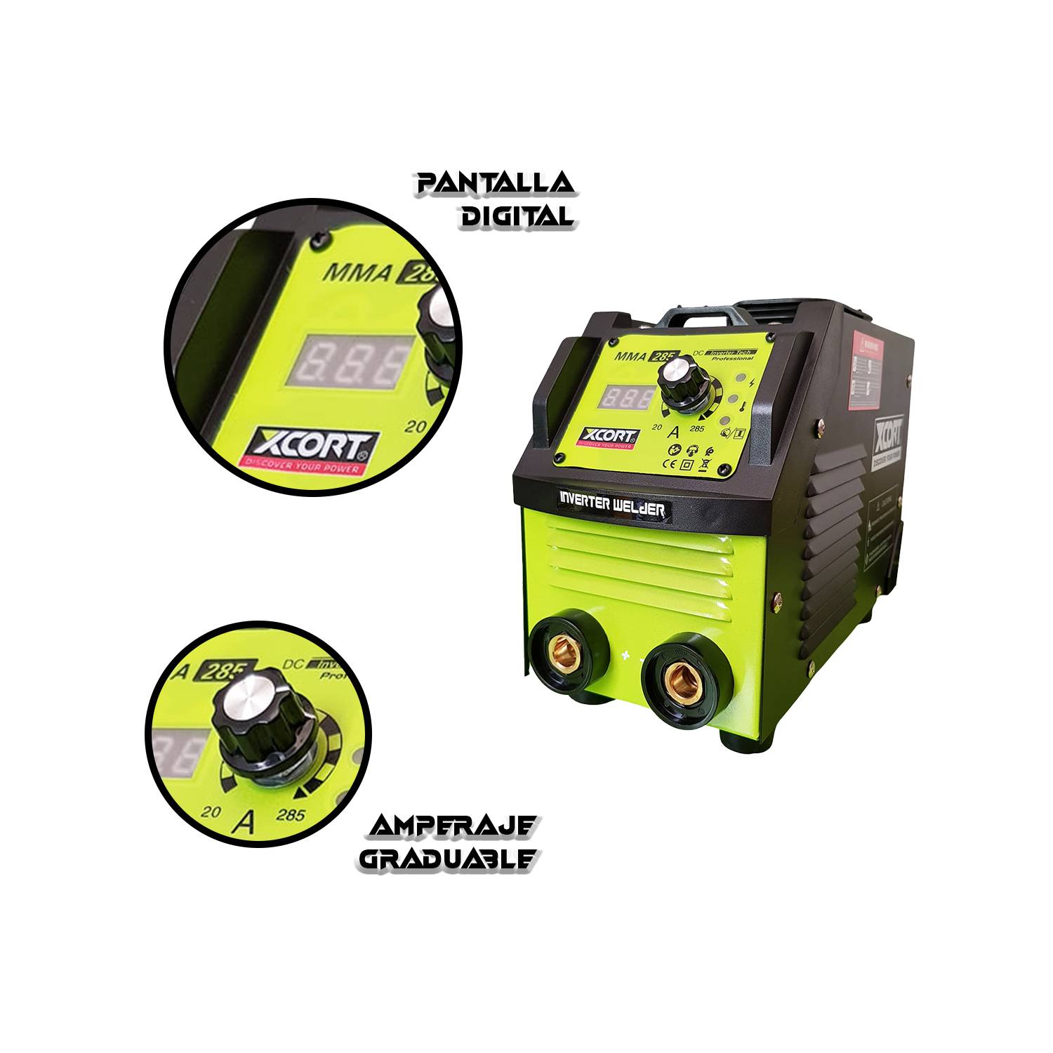 MAQUINA DE SOLDAR INVERTER XCORT MMA-285 SOLDADORA INVERSORA 20-285 A
