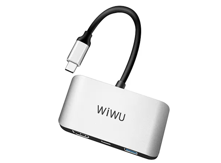 ADAPTADOR WIWU ALPHA C2H USB HUB 3 EN 1 - GRIS