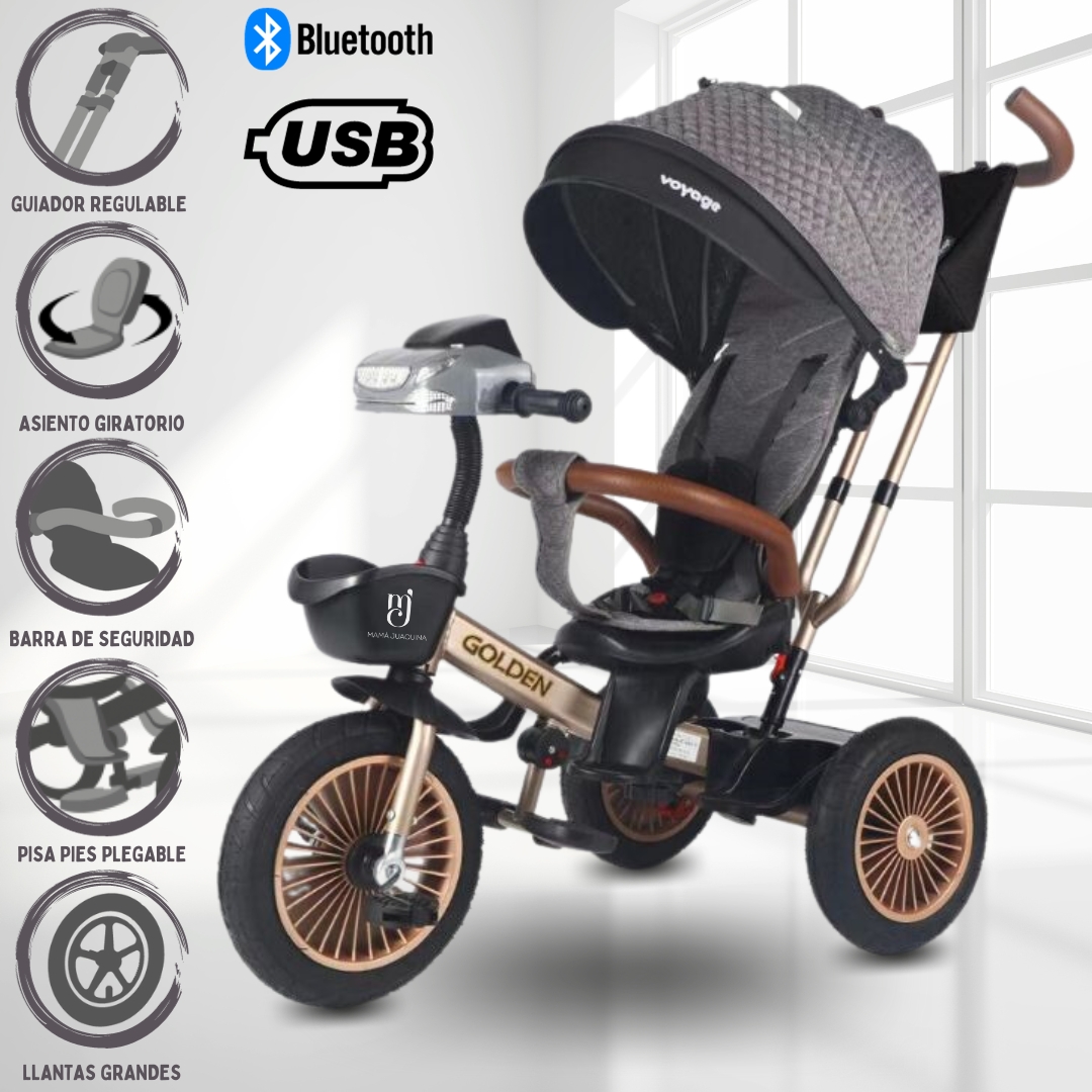 TRICICLO GIRATORIO VOYAGE «GOLDEN II NEW» GRIS