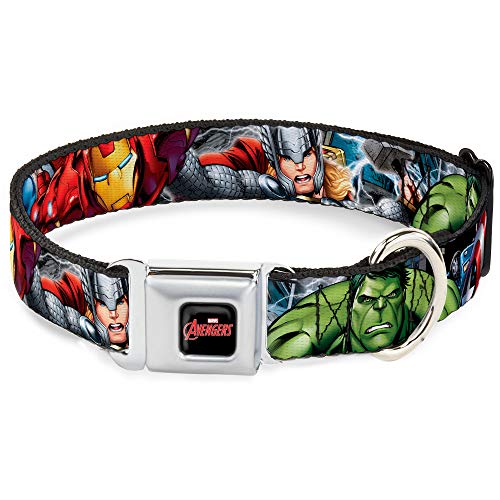 COLLAR DE PERRO CON HEBILLA PARA CINTURÓN DE SEGURIDAD DISEÑO DE MARVEL AVENGERS 4 POSTURAS DE SUPERHÉROE