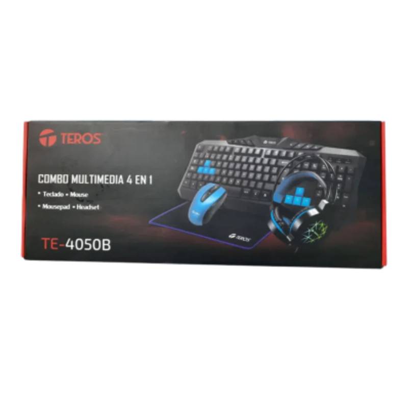 KIT GAMNING TEROS TE-4050B TECLADO MOUSE PAD MOUSE AURICULAR