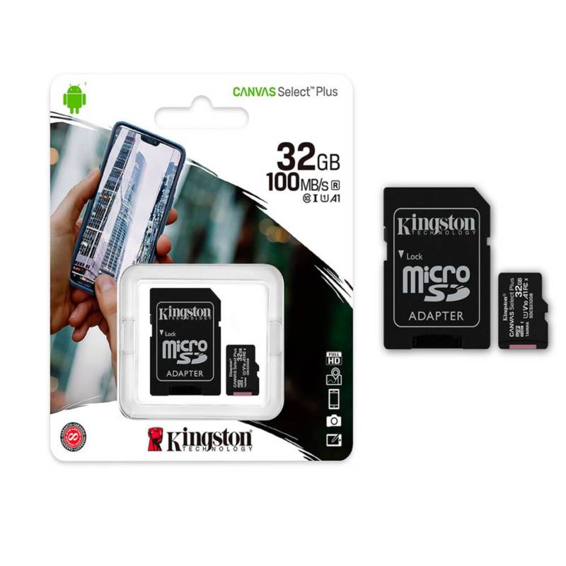 MEMORIA MICRO SD KINGSTON 32GB CLASE 10-100MBS NEGRO