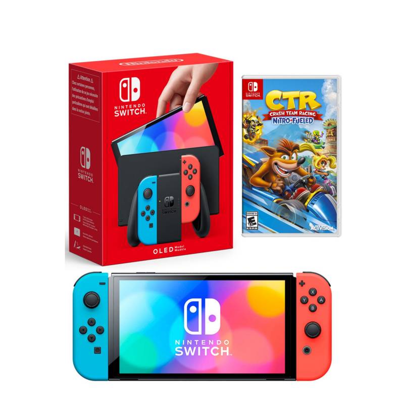 CONSOLA NINTENDO SWITCH OLED NEÓN + CRASH TEAM RACING