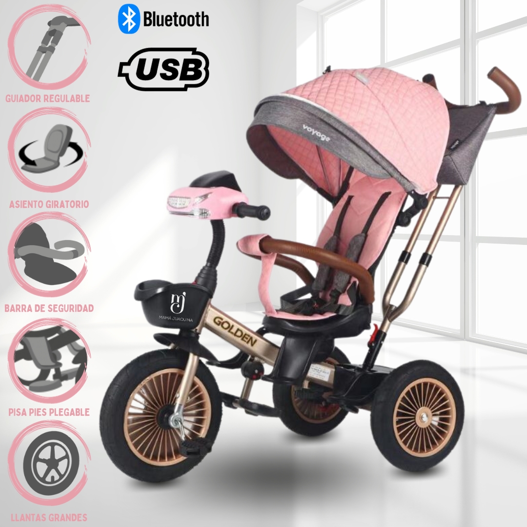 TRICICLO GIRATORIO VOYAGE «GOLDEN II NEW» ROSADO