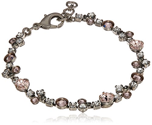 SORRELLI - PULSERA MODERNA DE TENIS DE CRISTAL PARA MUJER DISEÑO DE CONEJO DE NIEVE COLOR TRANSPARENTE Y ROSA 7.25