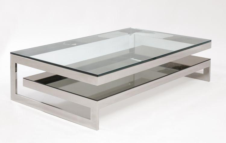 MESA DE CENTRO CLIFORD - RECTANGULAR CON DOBLE NIVEL DE TABLERO DE VIDRIO SOBREPUESTO