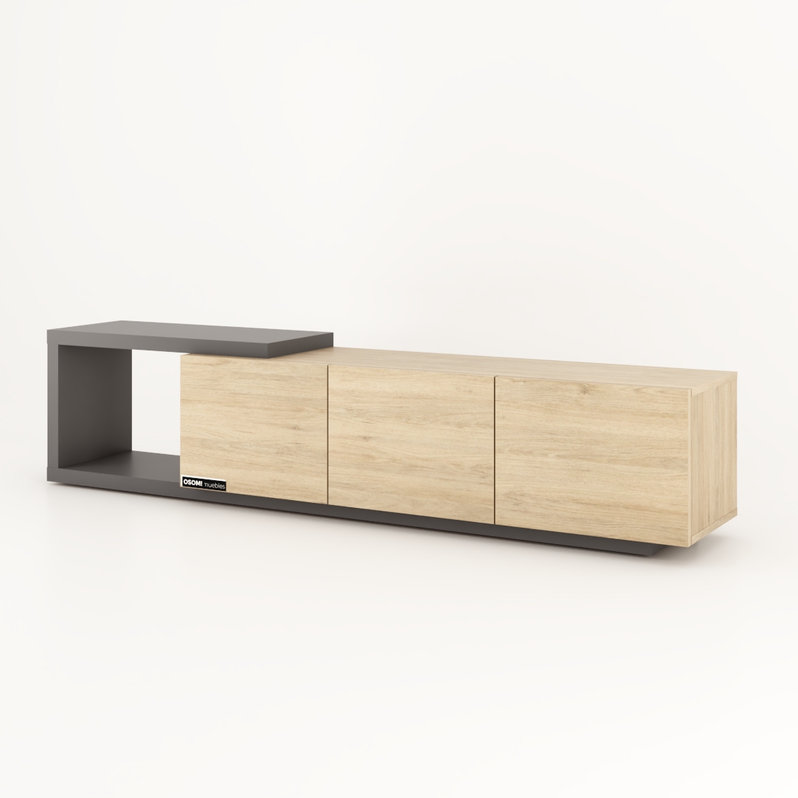 OSOM! MUEBLES + CONSOLA + THE MODERN / COLOR PLOMO Y ROVERE