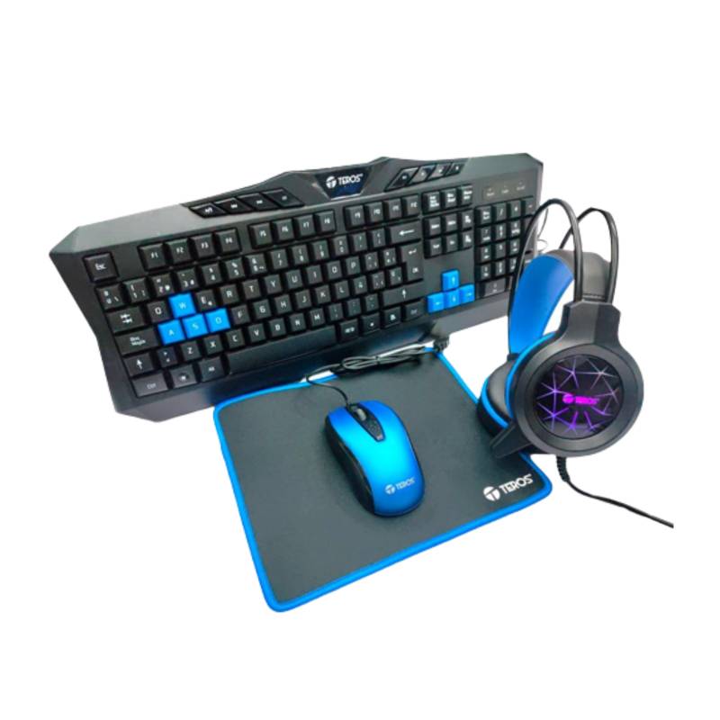 KIT GAMNING TEROS TE-4050B TECLADO MOUSE PAD MOUSE AURICULAR