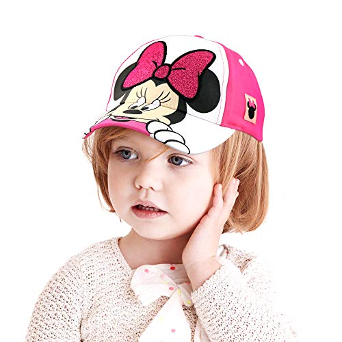 DISNEY GORRA DE BÉISBOL PARA NIÑAS DE 2 A 7 AÑOS DISEÑO 3D DE MINNIE MOUSE ROSADO/BLANCO 2-4T