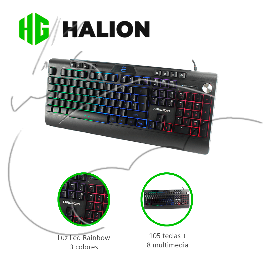 TECLADO GAMER HALION OPTIMOS HA-K807 RAINBOW