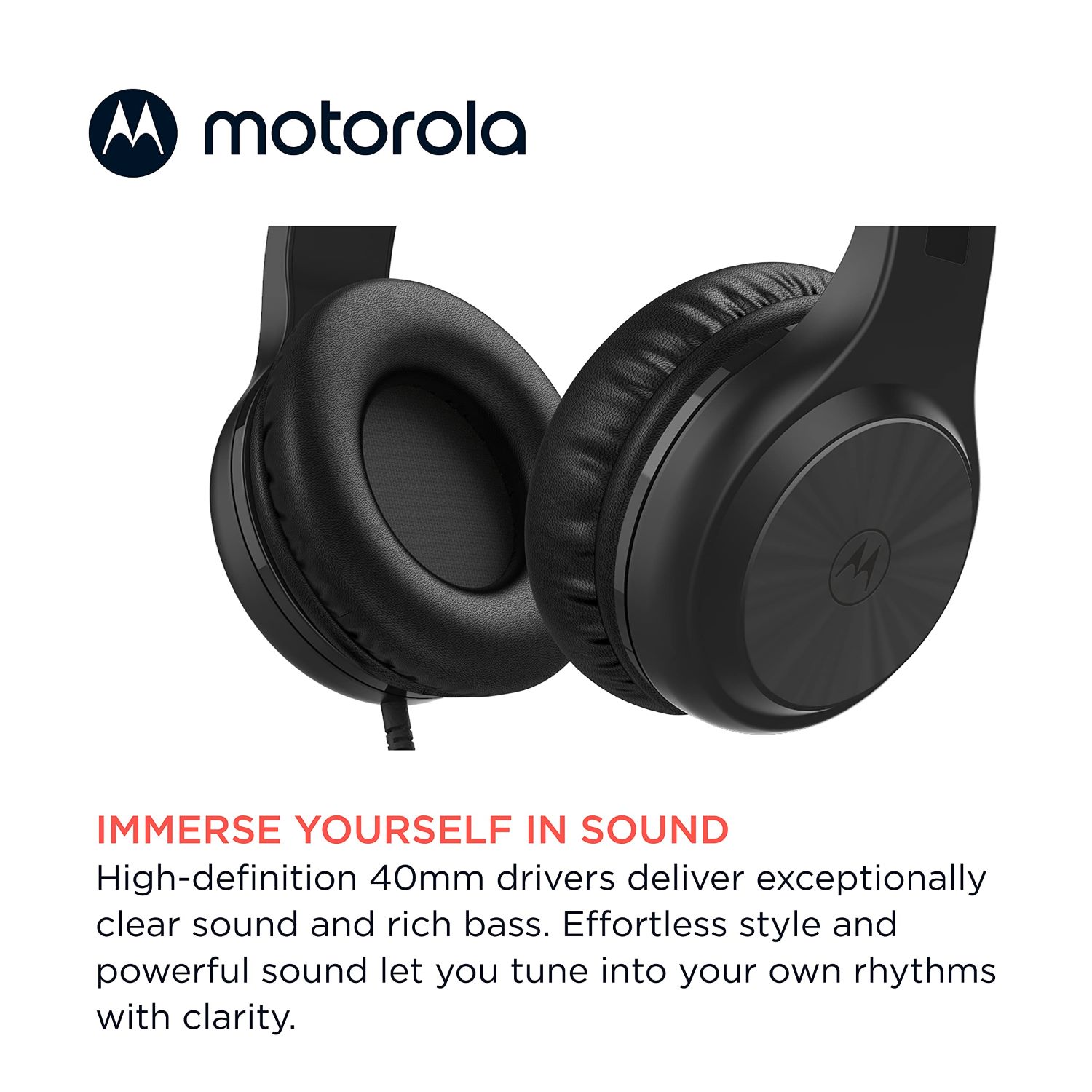 AURICULARES CON CABLE MOTOROLA XT120 CON MICRÓFONO, CONTROL EN LÍNEA PARA LLAMADAS, PLEGABLE C/NEGRO.