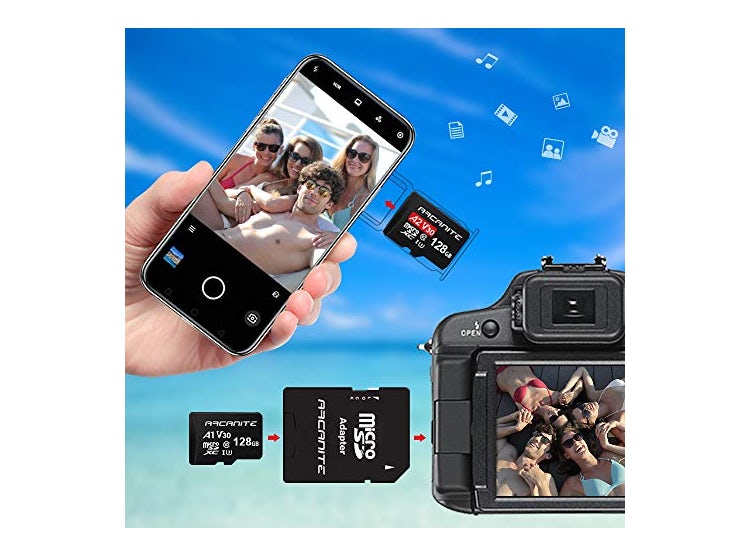 TARJETA DE MEMORIA MICROSDXC DE 128GB CON ADAPTADOR ARCANITE A1 UHS-I U3 V30 4K C10 MICRO SD VELOCIDADES DE LECTURA