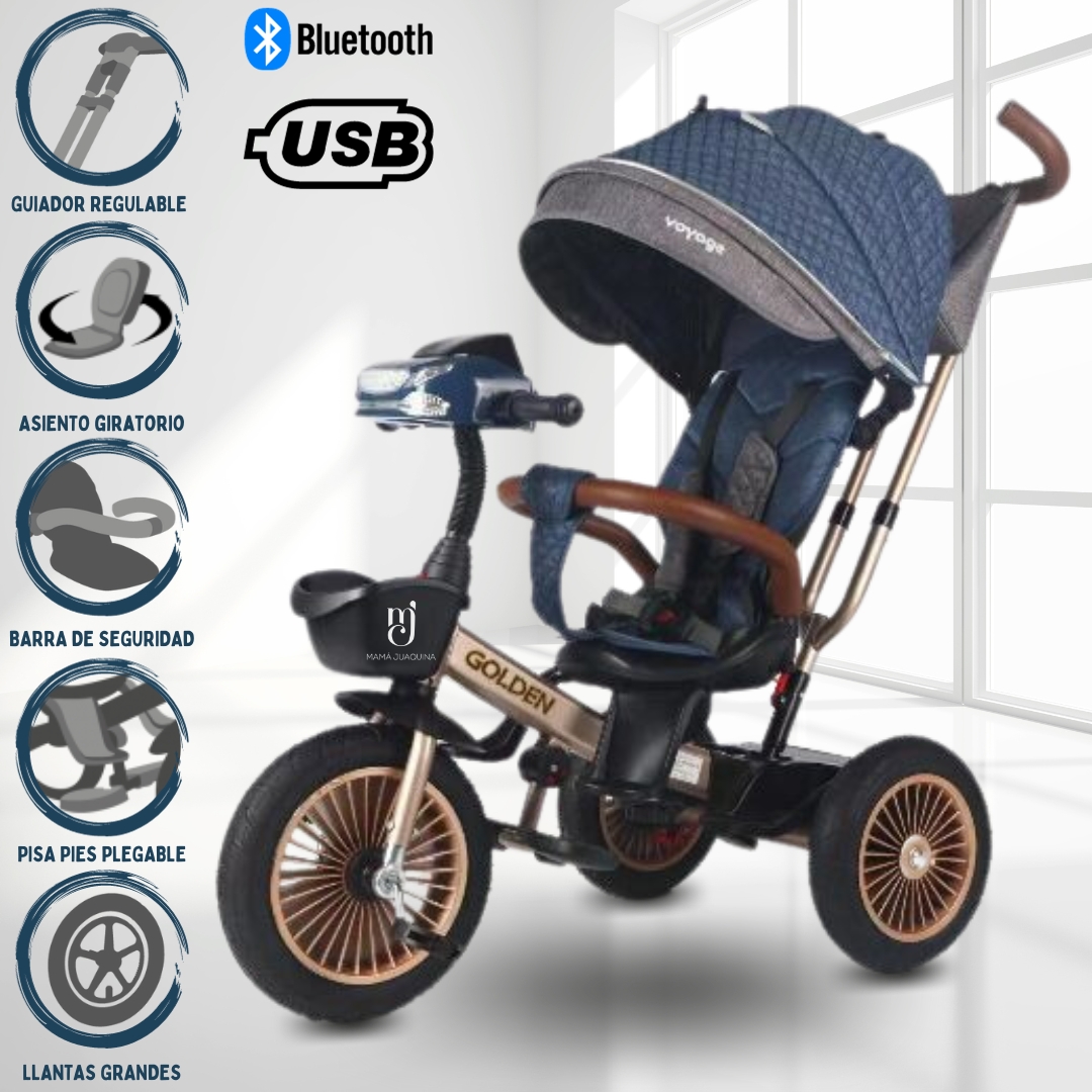 TRICICLO GIRATORIO VOYAGE «GOLDEN II NEW» AZUL
