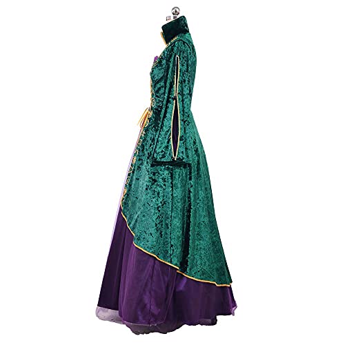 DISFRAZ COSPLAYDIY VESTIDO DE TERCIOPELO VERDE MEDIEVAL DISFRAZ DE BRUJA PARA ADULTOS TALLA GRANDE