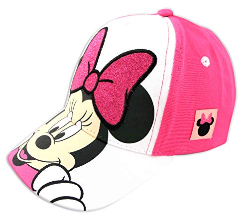 DISNEY GORRA DE BÉISBOL PARA NIÑAS DE 2 A 7 AÑOS DISEÑO 3D DE MINNIE MOUSE ROSADO/BLANCO 2-4T