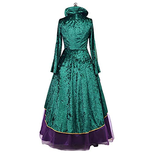 DISFRAZ COSPLAYDIY VESTIDO DE TERCIOPELO VERDE MEDIEVAL DISFRAZ DE BRUJA PARA ADULTOS TALLA GRANDE