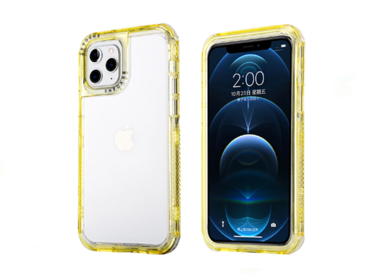 CASE 3 EN 1 CON BORDE DE COLOR PARA IPHONE 11 - AMARILLA