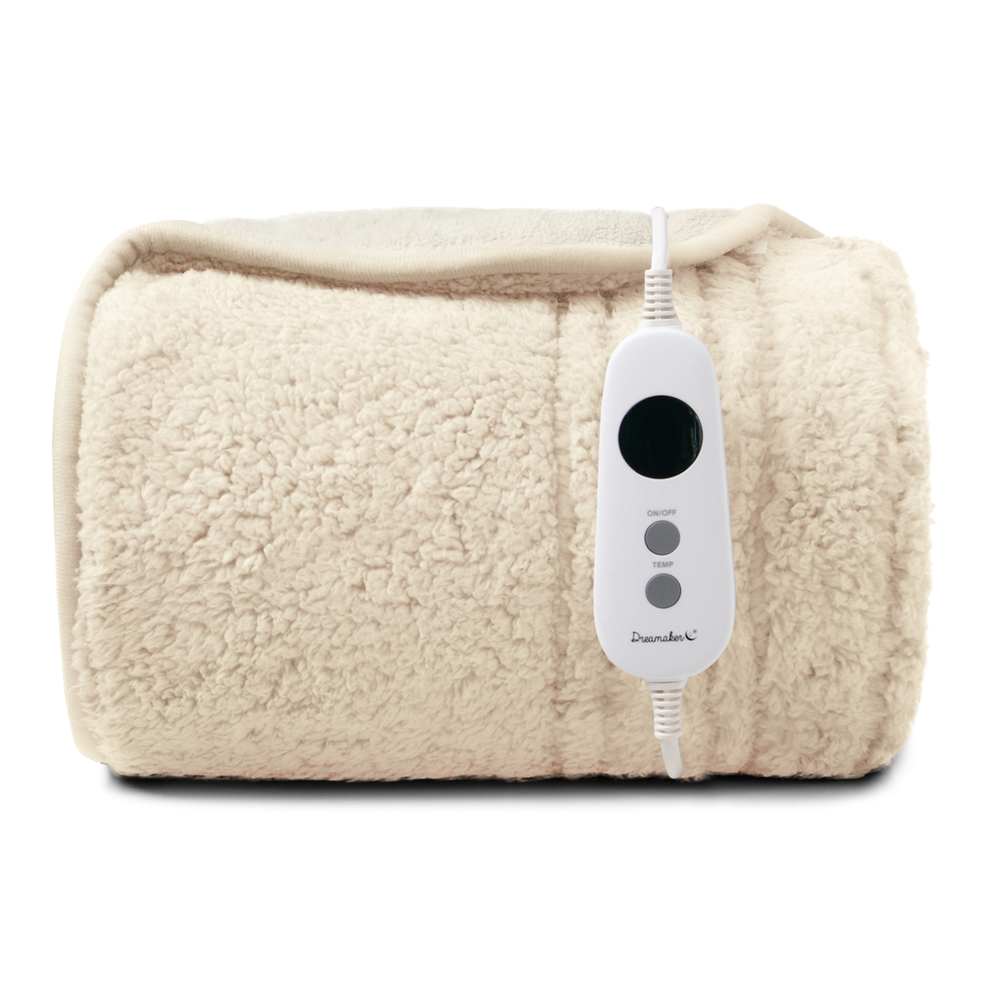 Dreamaker Reversible Sherpa & Coral Fleece Electric Heated Throw Blanket [130x160cm] (Cream)