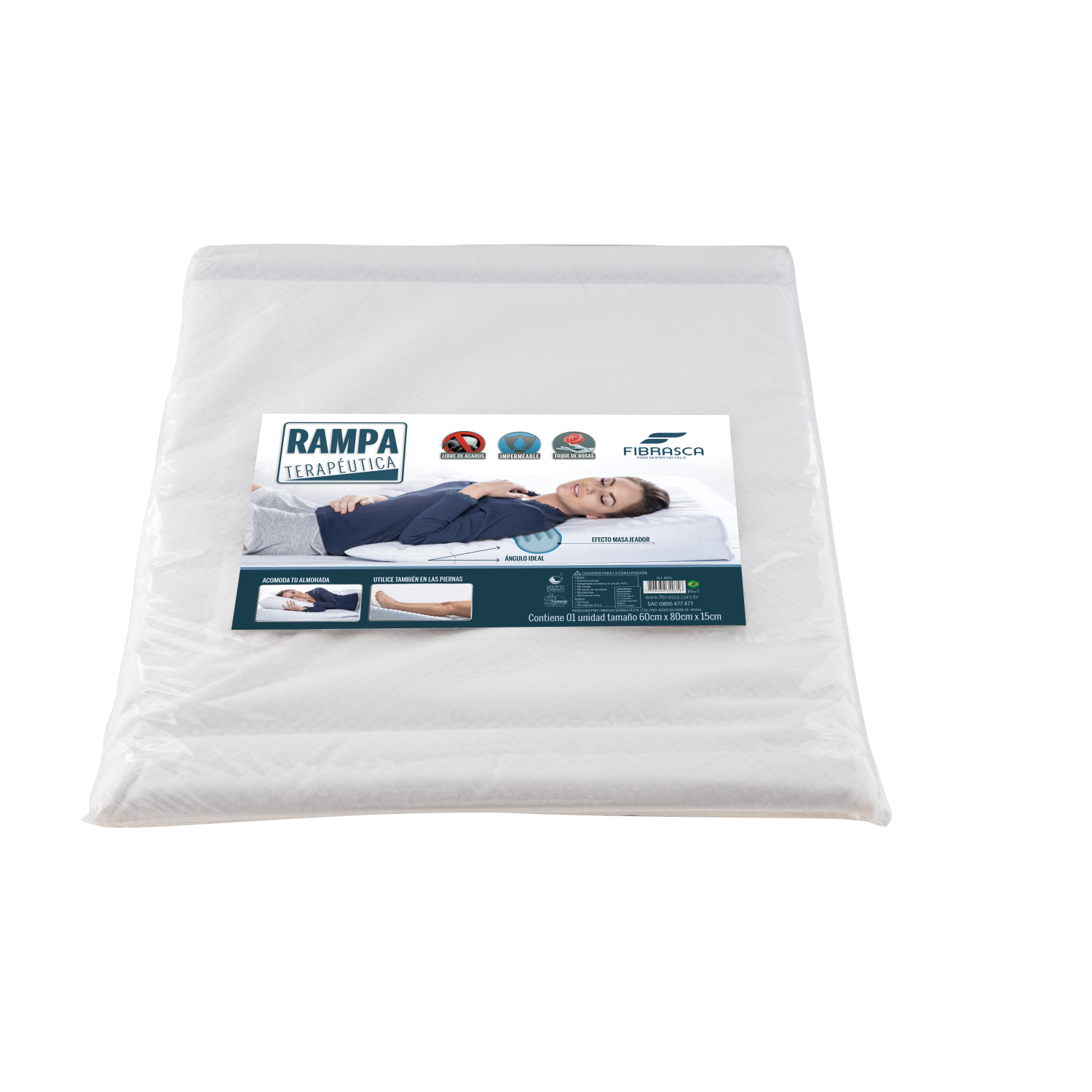 ALMOHADA FIBRASCA DE ESPUMA TERAPEUTICA ANTIREFLUJO 60X80X15