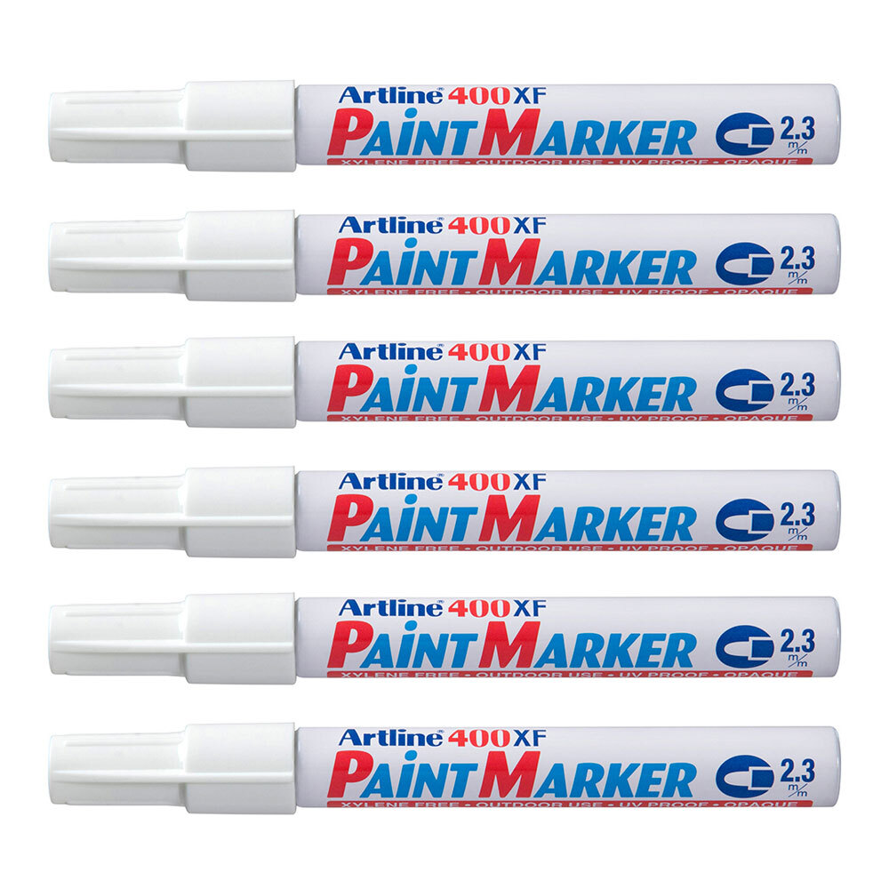 Artline 400 Permanent Paint Marker 2.3mm Bullet Nib (White) [12 Pack]
