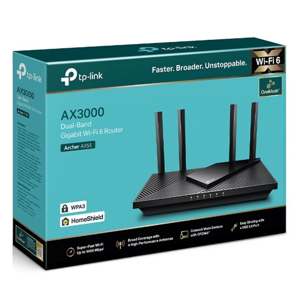 TP-LINK - ROUTER ARCHER AX55 WI-FI 6 DUAL BAND GIGABIT AX3000 USB 3.0