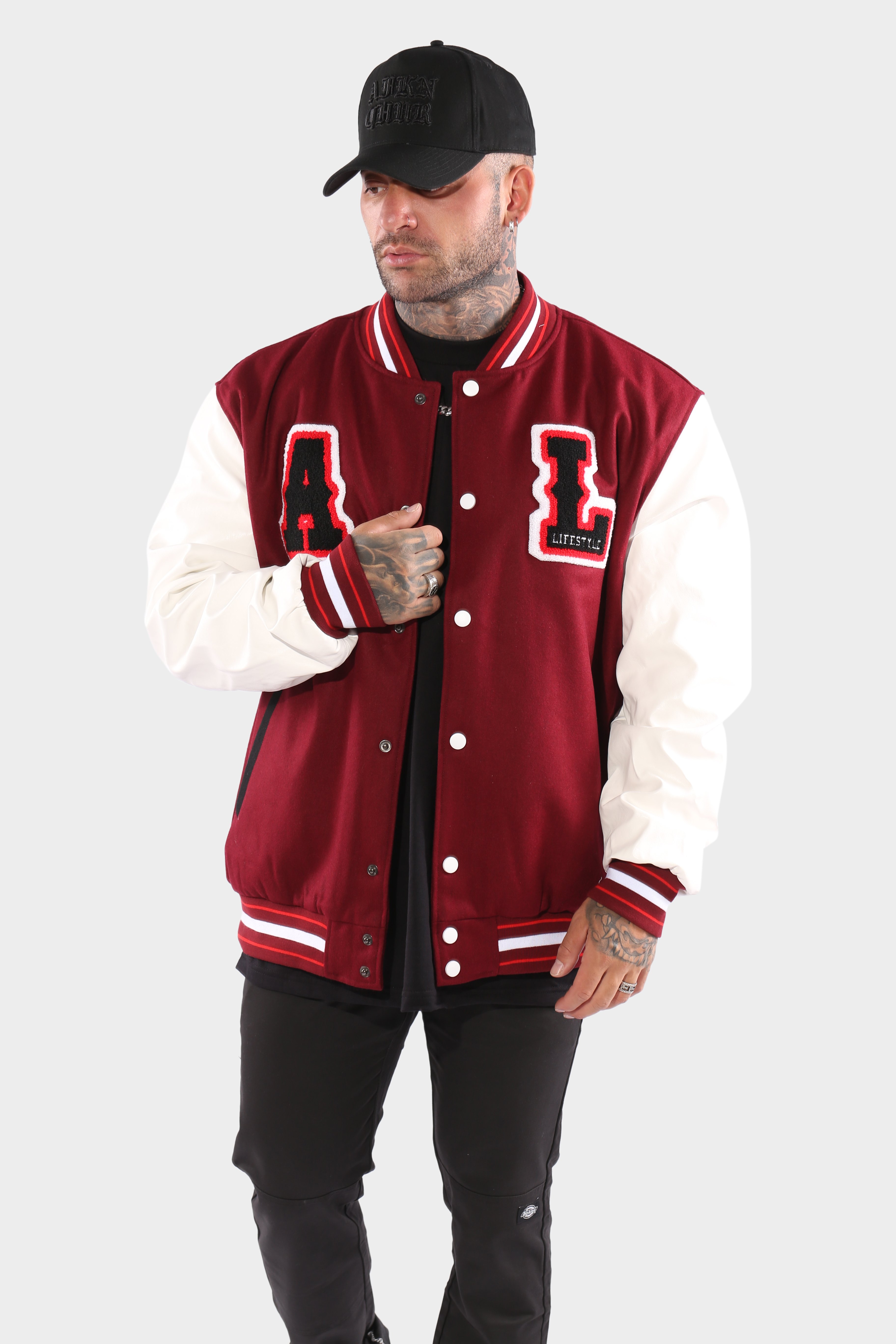 varsity jacket maroon and white