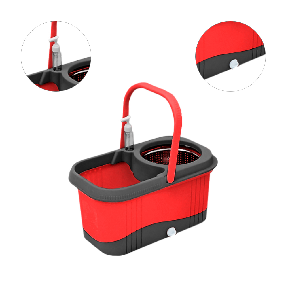 BALDE ESCURRIDOR AUTOMÁTICO TRAPEADOR 2 MOPAS+DISPENSADOR ROJO