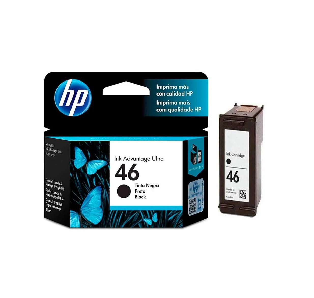 TINTA HP 46 (CZ637AL) PARA 4729/ 2529 RINDE 1500 PGS-NEGRO