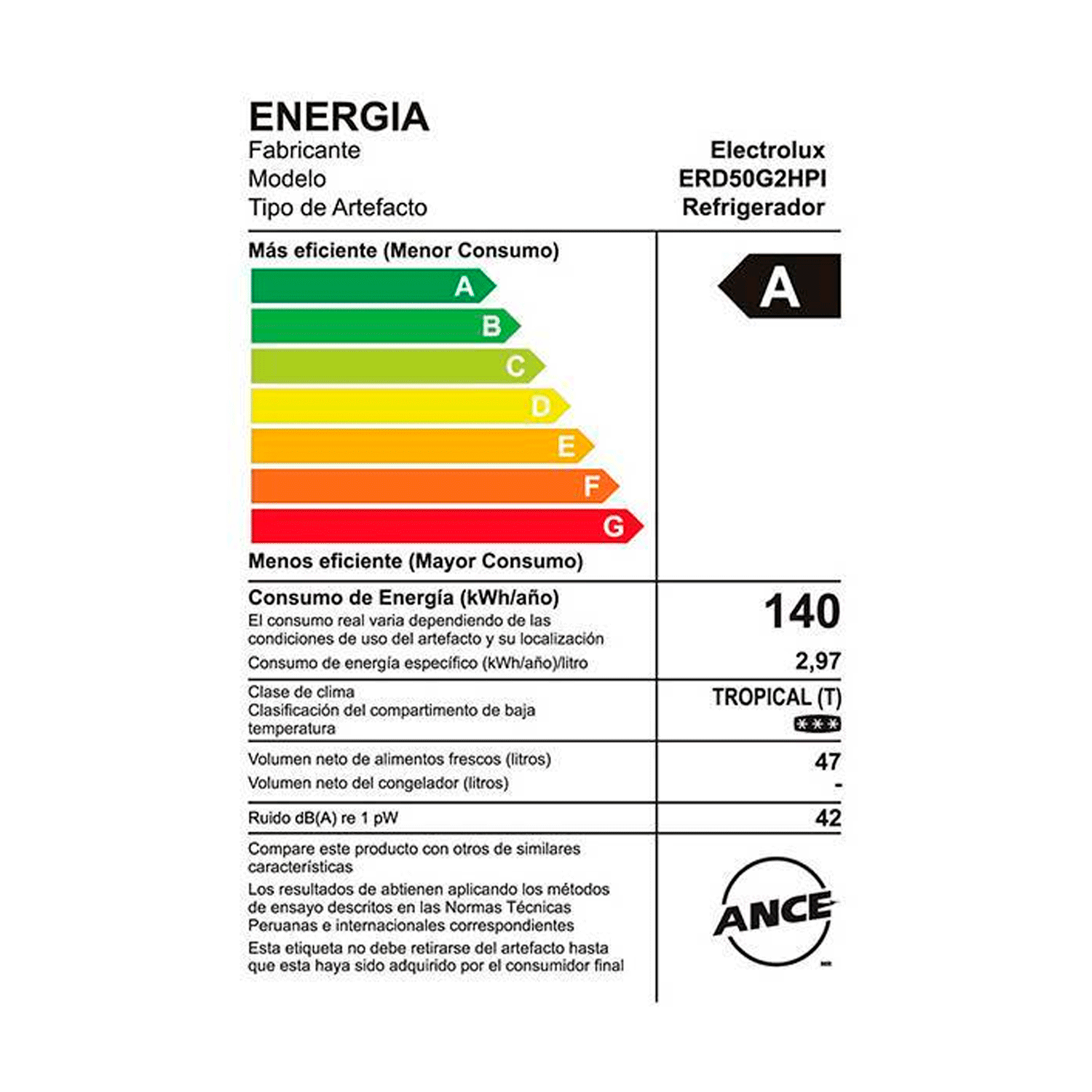 FRIGOBAR ELECTROLUX FROST 47 LTS ERD50G2HPI INOX