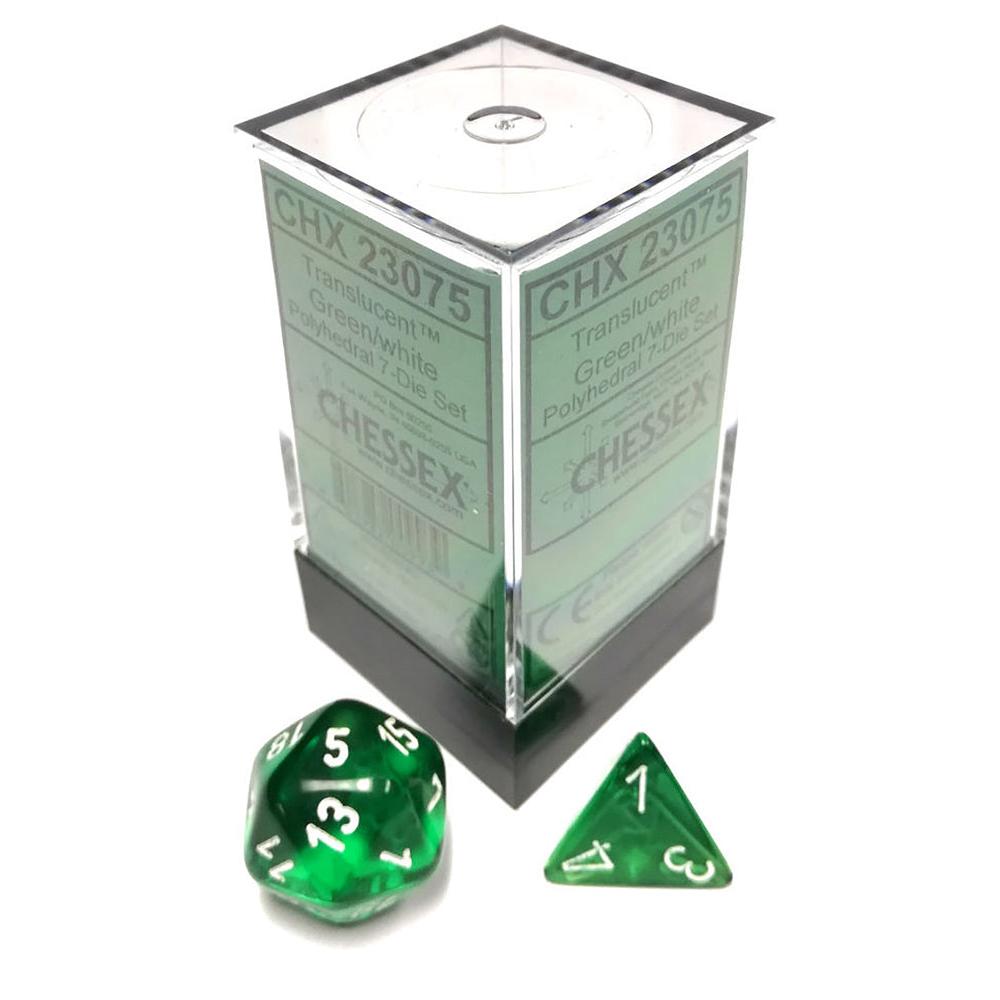 Chessex Translucent Polyhedral Dice Set (Green/White, 7 Dice)