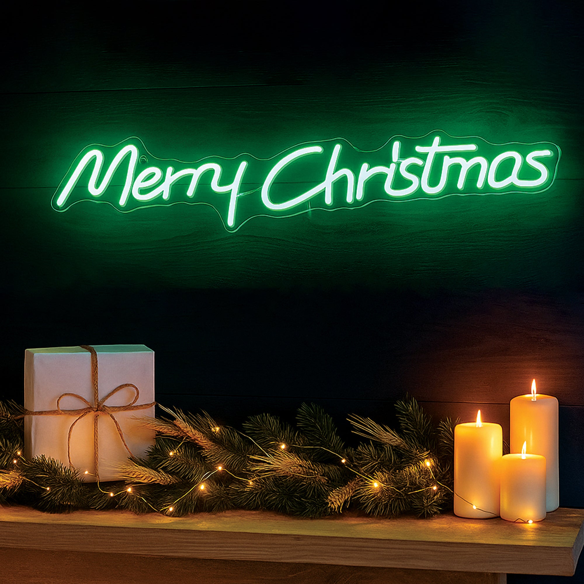 Lexi Lighting Merry Christmas Neon Sign 80*15cm Christmas Lights Green