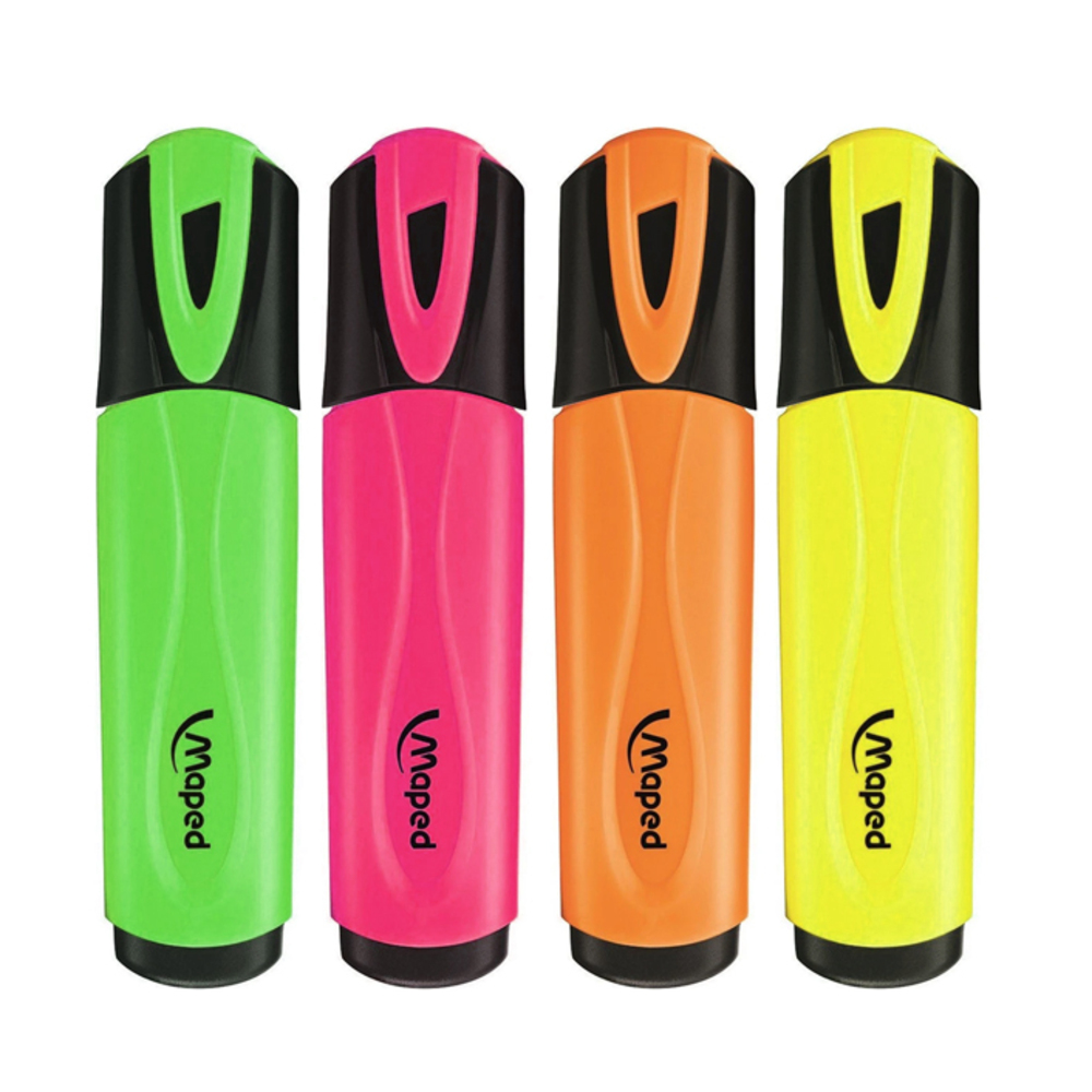 Maped Flu Quality Neon Highlighter (Assorted Colours) [4-Pieces]