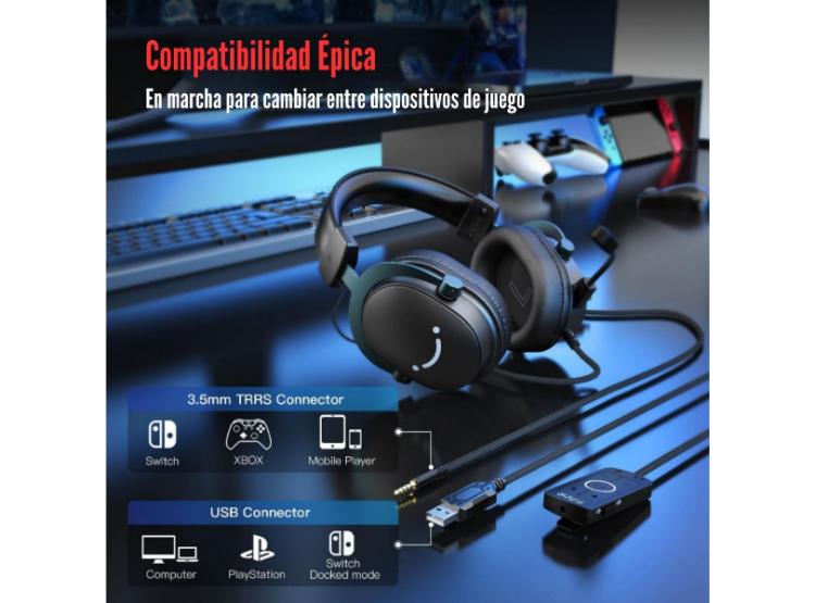 FIFINE - AUDÍFONO AMPLIGAME H9 SURROUND SOUND 7.1 - NEGRO