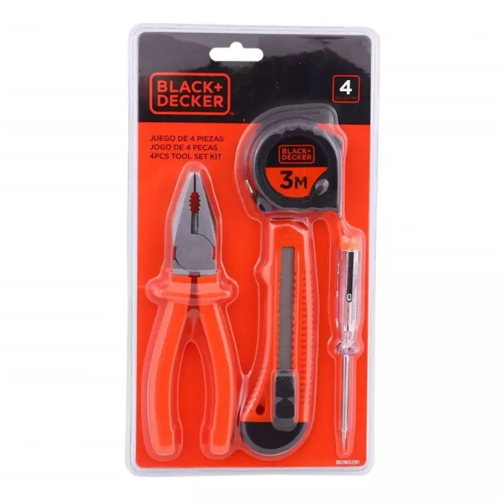 KIT DE HERRAMIENTAS 4 PIEZAS BLACK + DECKER BD80291-840