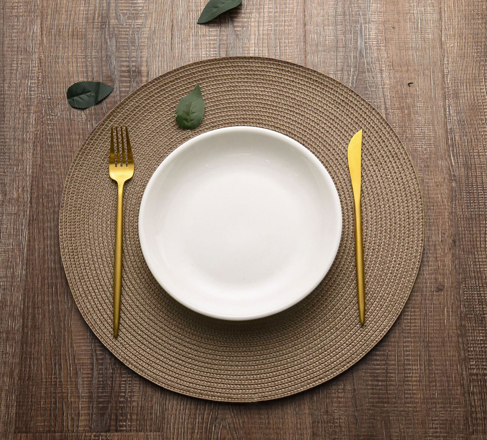 SET BONIKASA DE 6 PZS INDIVIDUAL TEJIDO REDONDO BEIGE