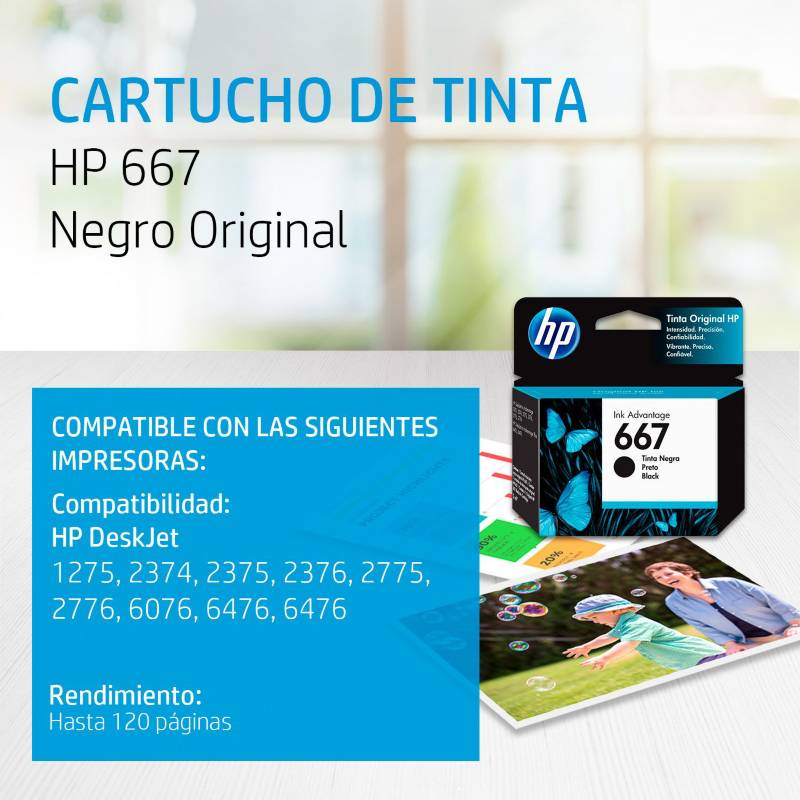 CARTUCHO DE TINTA HP 667 NEGRO (3YM79AL) ORIGINAL