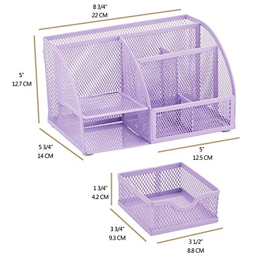 ORGANIZADOR DE ESCRITORIO DE MALLA ANNOVA CON 7 COMPARTIMENTOS + CAJÓN/ORGANIZADOR ORGANIZADOR MULTIFUNCIONAL MORADO