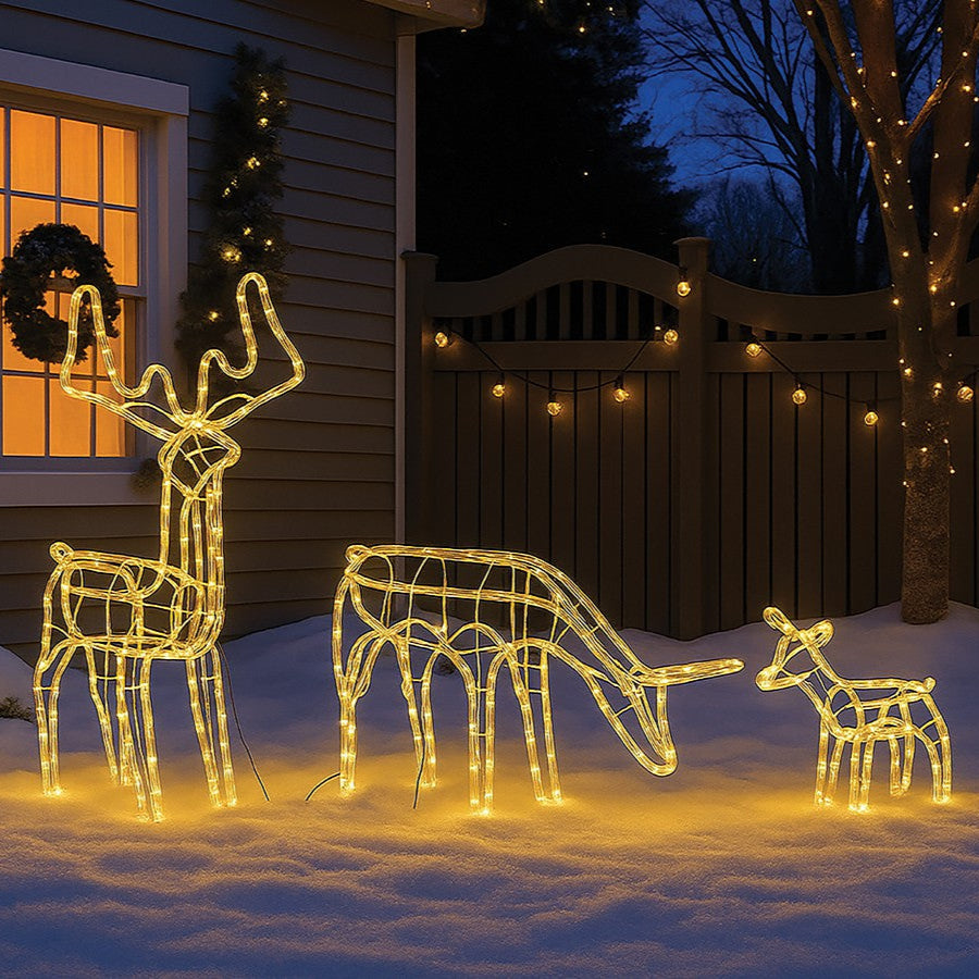 Lexi Lighting 3D Illuminated LED Reindeer Family With Motor - Warm White