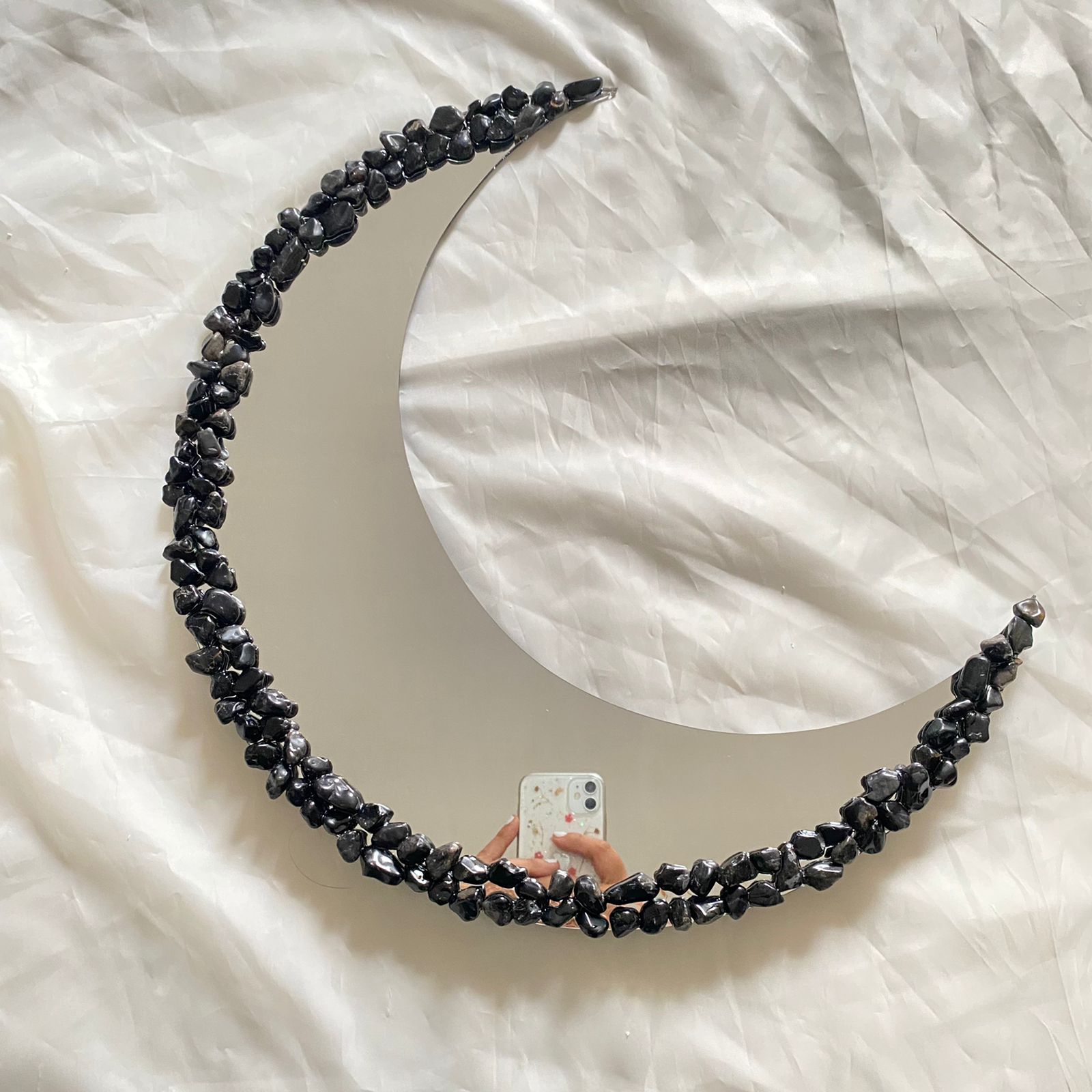 ESPEJO LUNA DE 40CM CON CUARZO ONIX