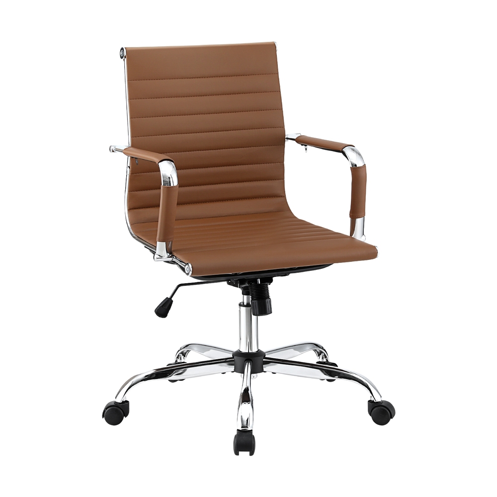 Artiss Office Chair Conference Chairs PU Leather Mid Back (Brown)
