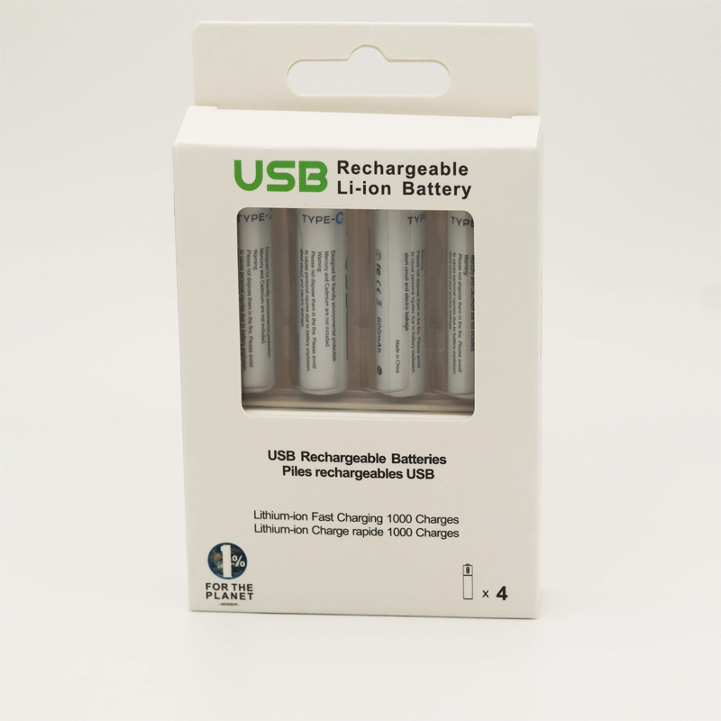 BELICELL - PACK DE 4 BATERÍAS RECARGABLES DE LITIO AAA USB 900MWH 1.5V