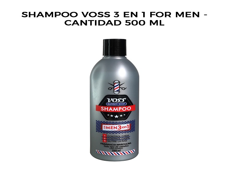 SHAMPOO VOSS 3 EN 1 FOR MEN - CANTIDAD 500 ML