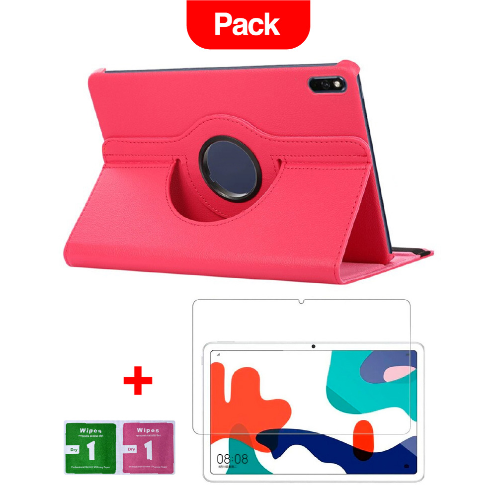 COMBO FUNDA PARA HUAWEI MATE PAD 10.4' 360° FUCSIA + MICA RESISTENTE