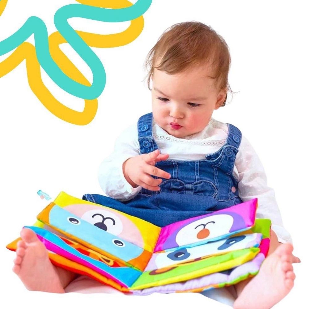 LIBRO SENSORIAL DE TELA CON ACTIVIDADES DE ROMPECABEZA PARA BEBES CON FIGURAS DE LA JUNGLA