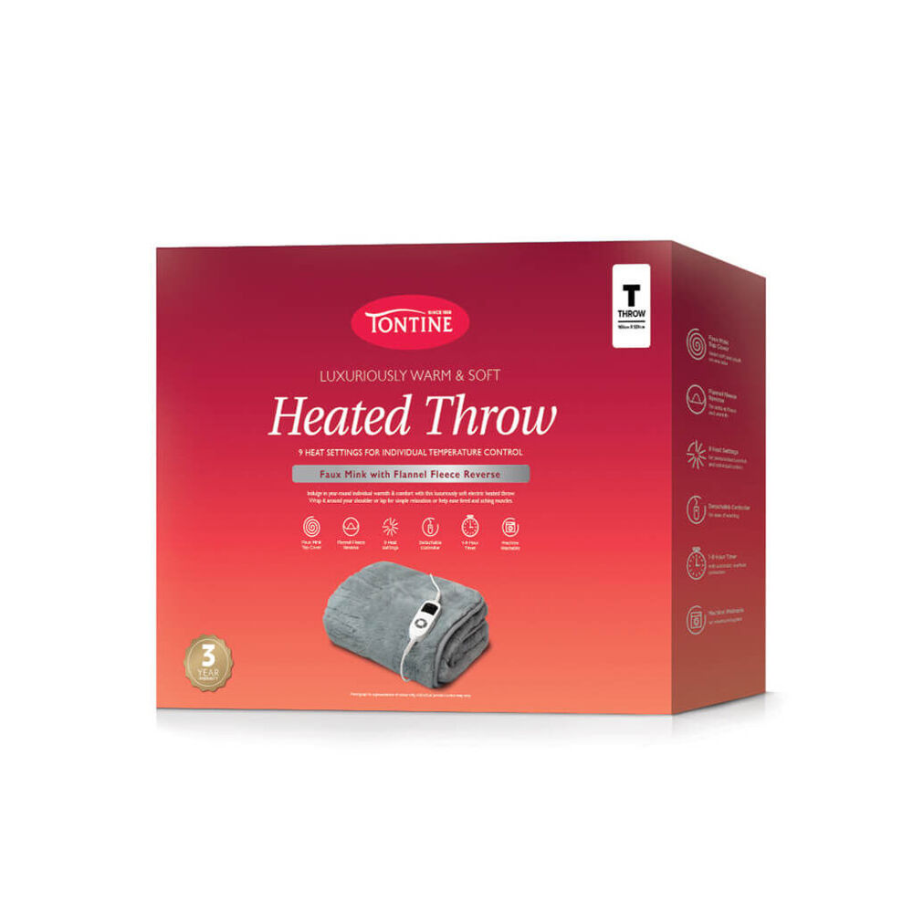 Tontine Luxuriously Warm & Soft Heated Throw - Pewter Blue 120x160 cm